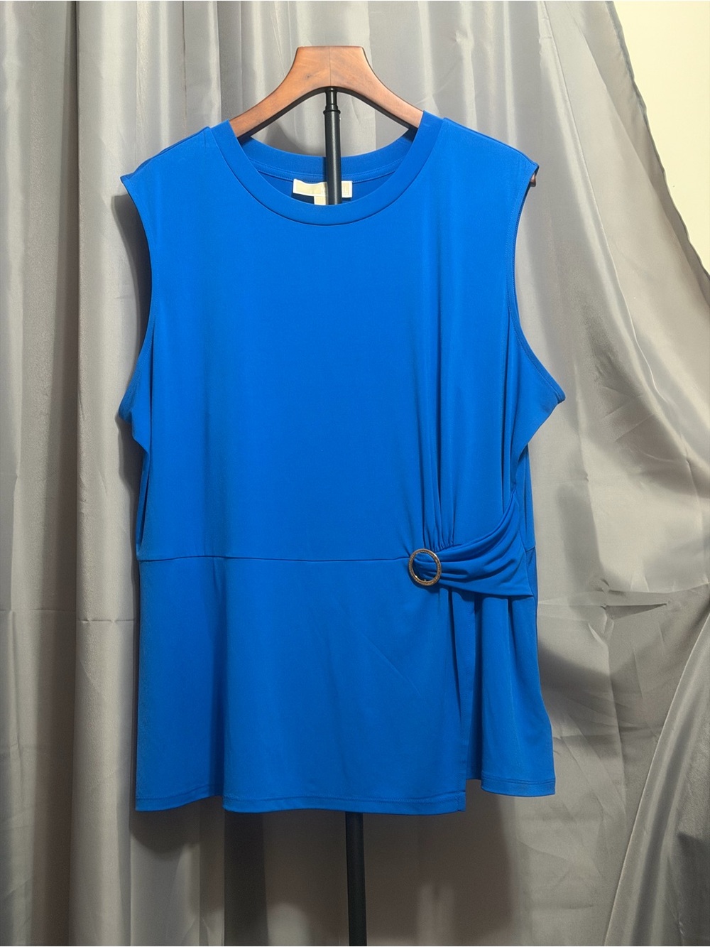 Michael Kors Bright Blue Sleeveless Ring-Accent Tank